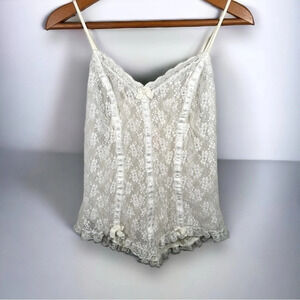 Vintage nylon lace lingerie top  L